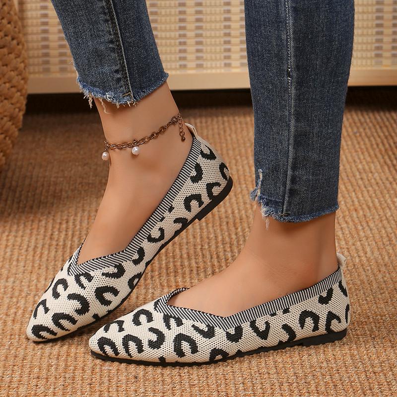 Модные туфли на плоской подошве с острым носком вязаные туфли женские повседневные туфли на плоской подошве 2024 года модные прогулочные туфли удобные трендовые платья женские туфли