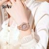Quartz Watch with Metal Band Women Roman Numerals Rhinestones, Round Dial Ladies Wristwatch Band, for Casual and Formal Wear Rhinestone Inlaid Analog