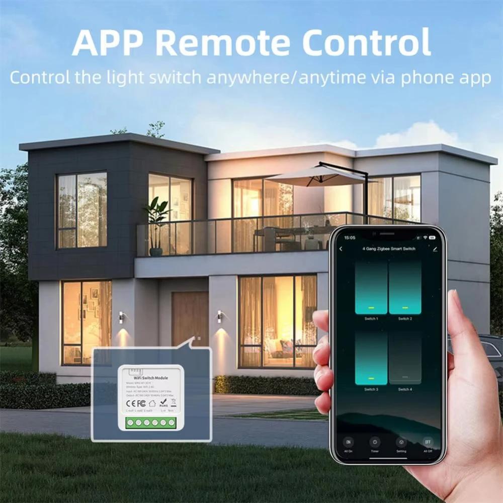 Мини умный модуль переключателя 16А/20А Tuya WiFi ZigBee, реле-автомат для DIY, двухстороннее управление с помощью приложения, пульт ДУ и голосовое управление, работает с Alexa, Google Home, автоматизация