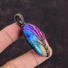 Древо жизни Радуга Солнечный кварц Друзы Подвеска Медная проволока Обернутая подвеска Ручной работы Медные украшения Натуральный драгоценный камень Подвеска Подарок для женщин