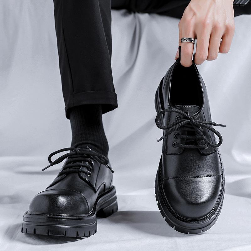 Повседневные британские туфли дерби на платформе, мужские, высокого класса, черные, свадебные, с низким берцем, ботинки Martin 65221-A