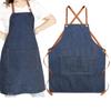 Dirt-resistant Kitchen Chef Apron with Pocket Painting Apron Durable Cross Back Denim Apron  Cafe