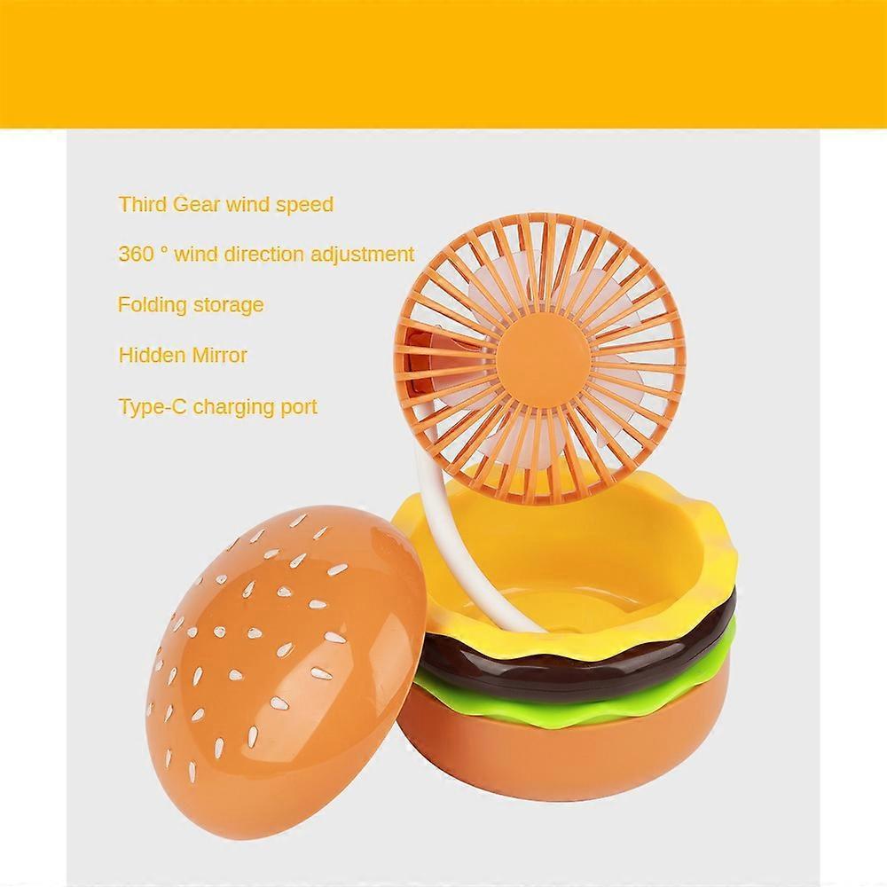 Portable Mini Fan USB Charging Personalized Hamburger Shape Desktop Electric Fan