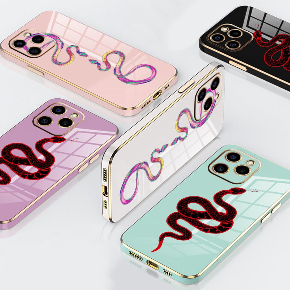 N73 Черное золото Змеиный дизайн Покрытие края Мягкие чехлы для телефонов из ТПУ для Samsung A54 A13 A14 S24 Plus S23 Ultra S20 S21 FE A55 A05 A52s Противоударный чехол