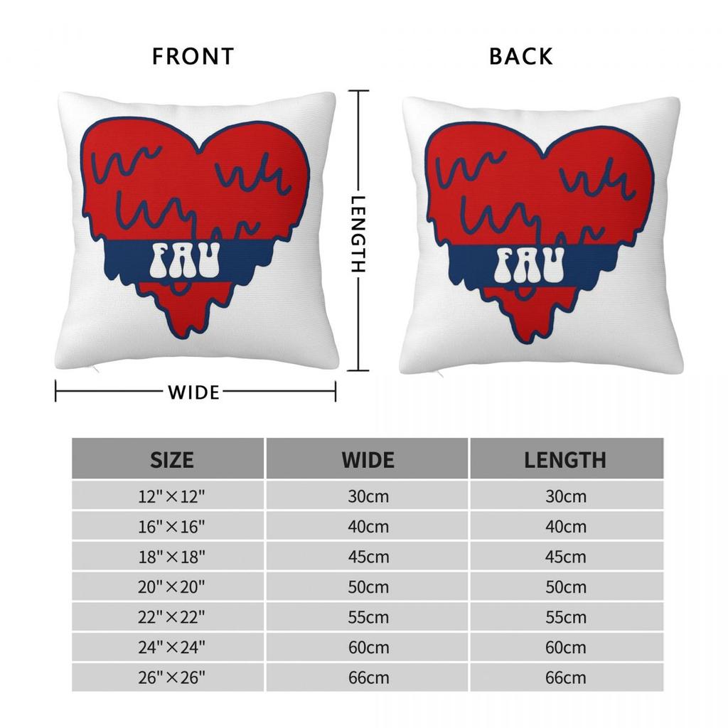 Florida Atlantic University Heart Pillowcase Polyester Linen Velvet Printed Zip Decor Pillow Case Bed Cushion Cover 45X45