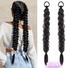 2pc Synthetic Long Twist Braid Ponytail Extensions With Rubber Band 24 Inch Boxing Braided Hair Extensions For Women Daily Use