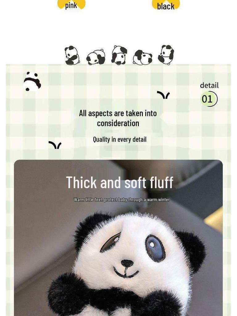 Детские Мультяшные Пушистые Тапочки с Пандой для Мальчиков и Девочек - Теплые Хлопковые Домашние Туфли
