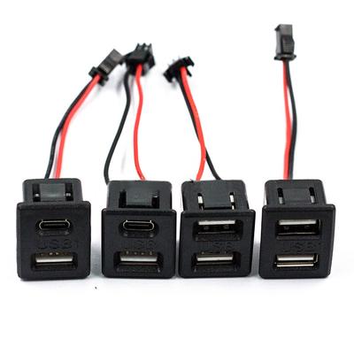 Двухслойная USB-розетка типа C, гнездо для зарядки, розетка питания с разъемом для кабеля