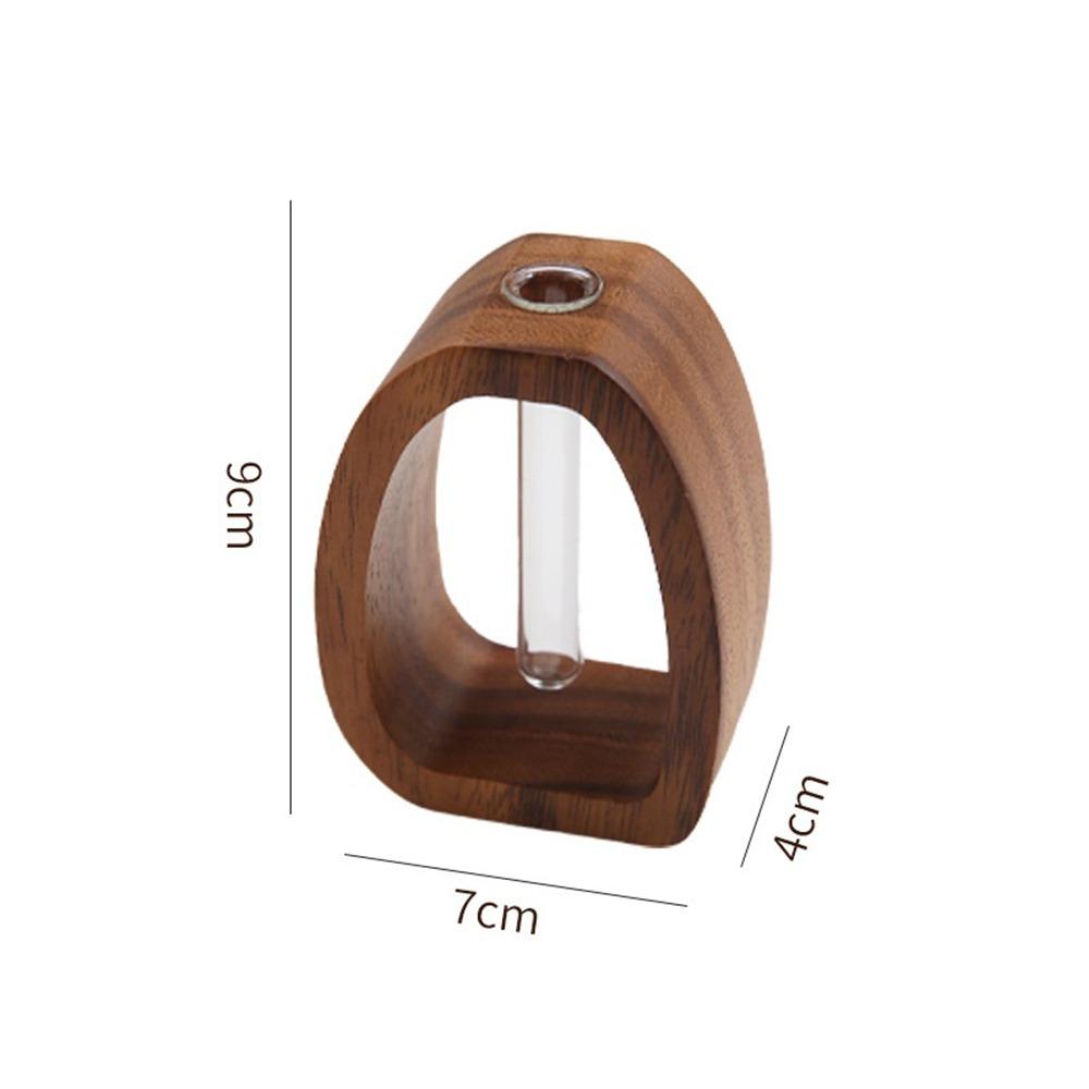Test Tube Shape Solid Wood Flower Vase Vase Ornaments Wooden Stand Hydroponic Flower Vessel Clear Glass Vase