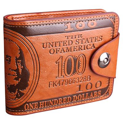 Мужские кошельки с узором на 100 долларов США, мужской кожаный кошелек, держатель для карточек, модный кошелек большой емкости, сумка-кошелек