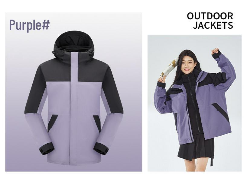 Мужской и женский комплект куртки 3-в-1, водонепроницаемой, ветрозащитной и утепленной