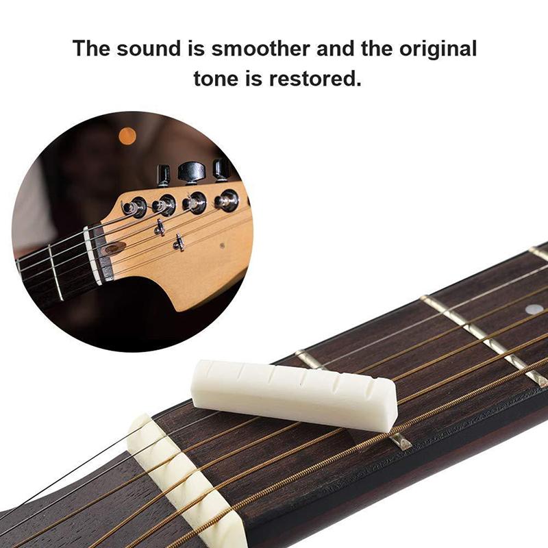 Ivory Acoustic Guitar Bridge Pin Set with Tailpiece Tremolo String Bone Saddle Nut for Guitarists