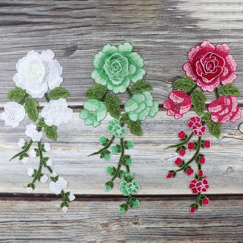 Вышитый DIY Декор Аппликация Патч Роза Швейные принадлежности