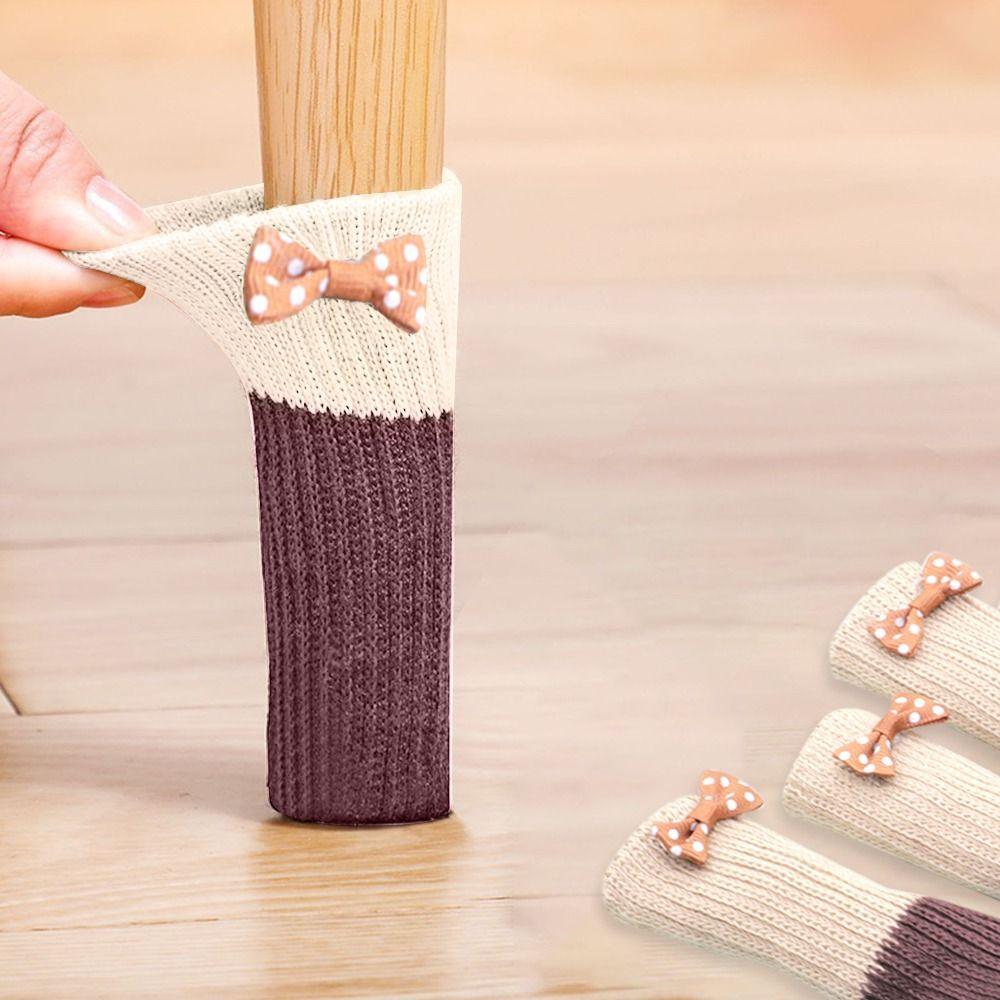 4Pcs New Elastic Furniture Socks Thickened Anti scratch Knitted Socks Wear-resistant Non Slip Furniture Booties Home