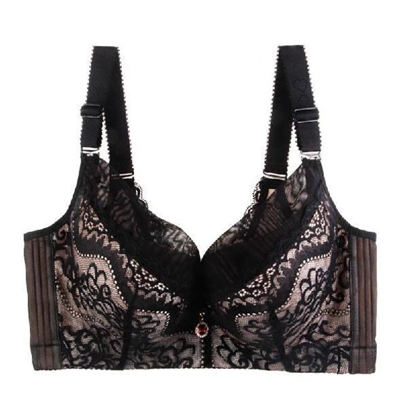 Очень большой бюстгальтер Plus Fat Plus Size Thin Bra Adjustment Side Breast Нижнее белье Sexy Lace