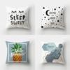45x45cm Sea Blue Alphabet Pillowcase Pineapple Leaf Plant Sofa Office Seat Car Cushion Cover Home Decor
