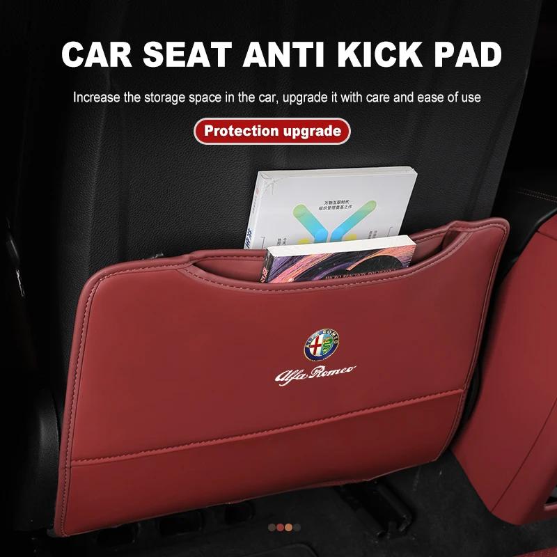2pcs Leather Car Seat Anti Kick Pad Seat Back Protector Mats For Alfa Romeo Giulia 147 Mito 156 159 166 GT Stelvio Brera VolanteMX1