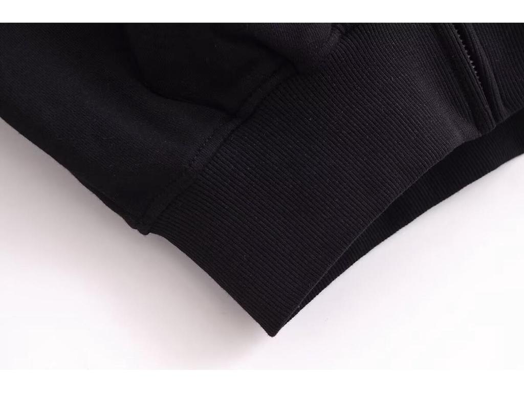 Весна 2025 Женский повседневный свитшот на молнии в европейском/американском стиле со стойкой воротником и длинными брюками