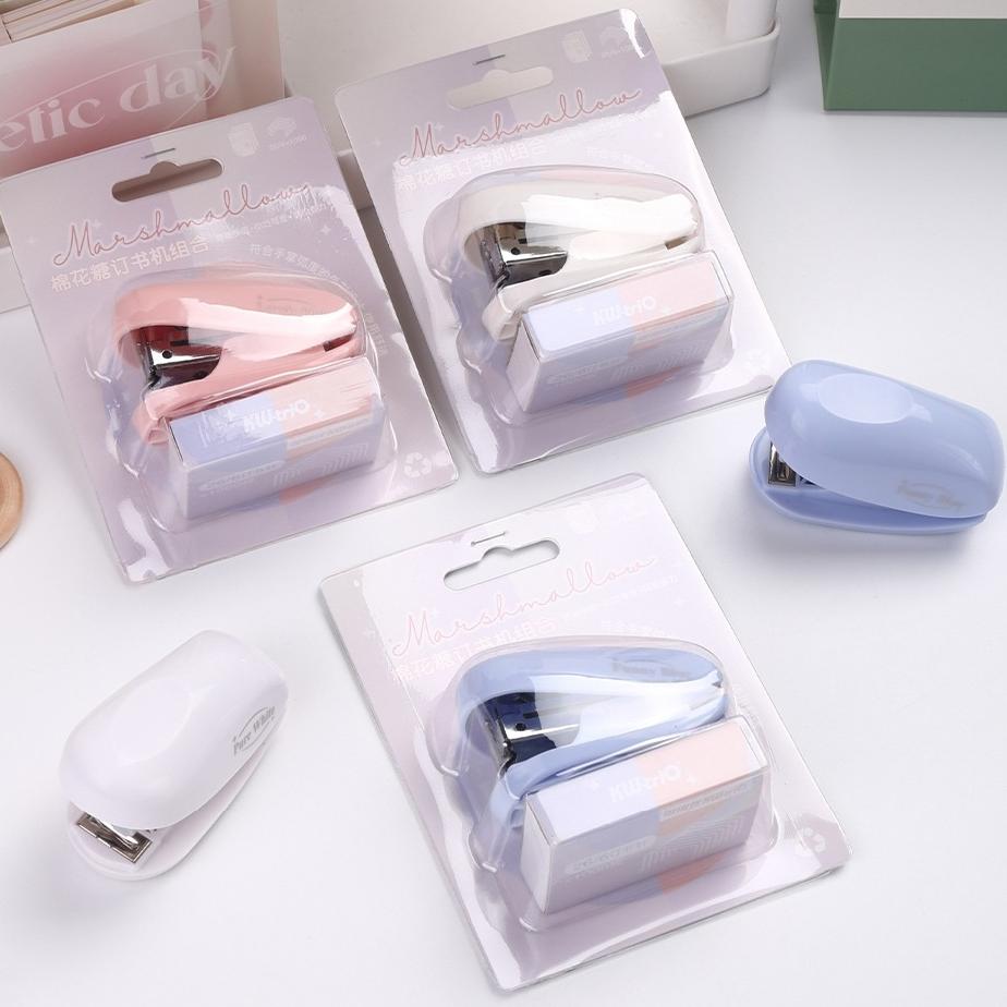 Степлер Pure Color Marshmallow, набор из 1000 скоб, мини- и портативный переплет, офисные переплетные инструменты, школьные принадлежности