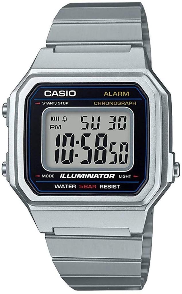 Casio Классические кварцевые часы с ремешком из нержавеющей стали, мужские, серебристые, 22.7 (Модель B650WD-1ACF)