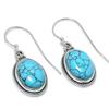 Серьги ручной работы из чистого серебра 925 пробы с натуральным бирюзовым камнем 1,25 дюйма J4T34