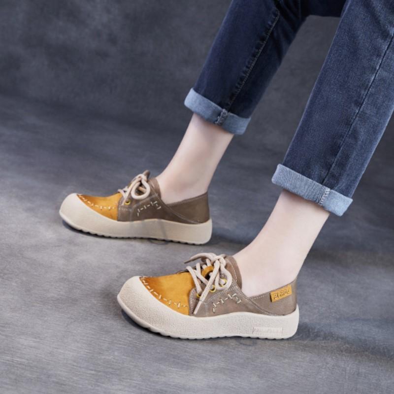 Johnature Женские туфли из натуральной кожи разных цветов с круглым носком, на шнуровке, на мягкой подошве