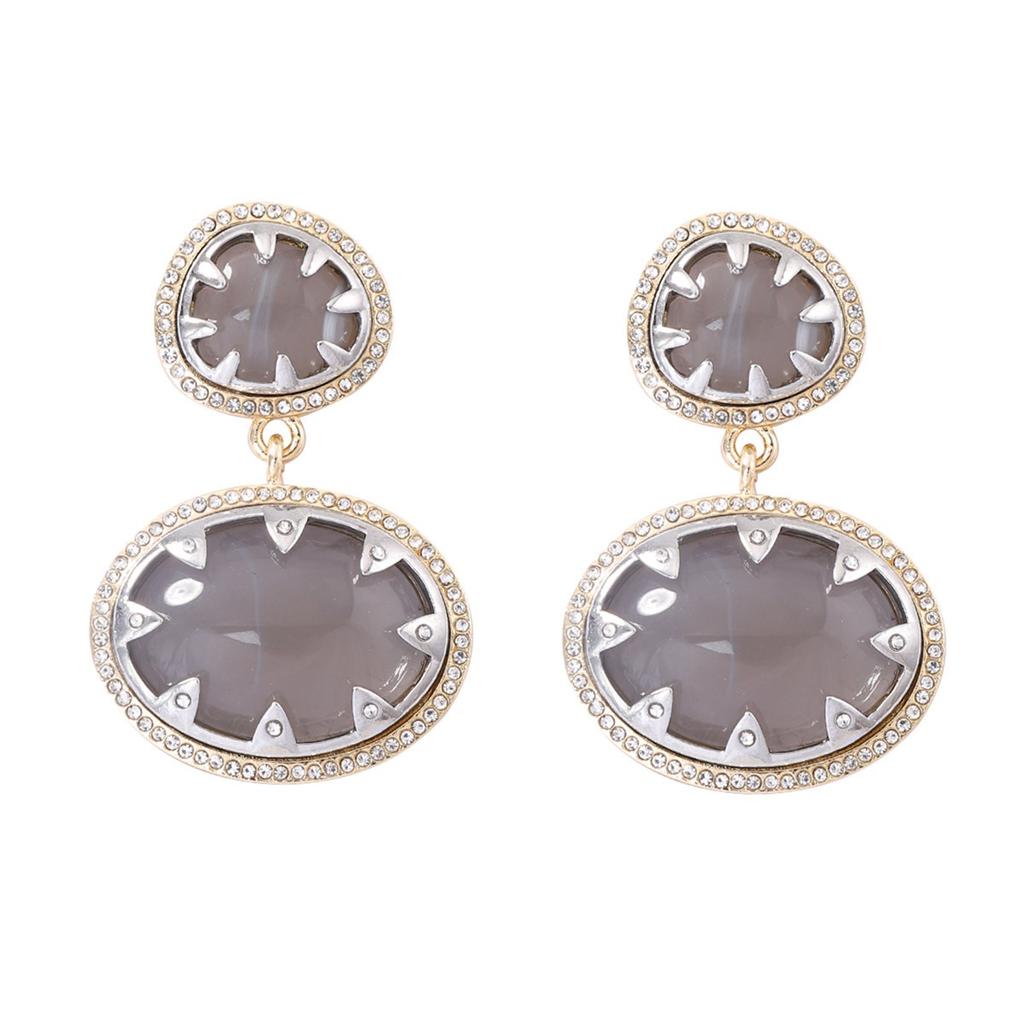 DIGADAGU Alloy Resin Color Contrast Geometric Dangle Earrings New Simple Exaggerated Earrings Women's Party Zircon Accessories