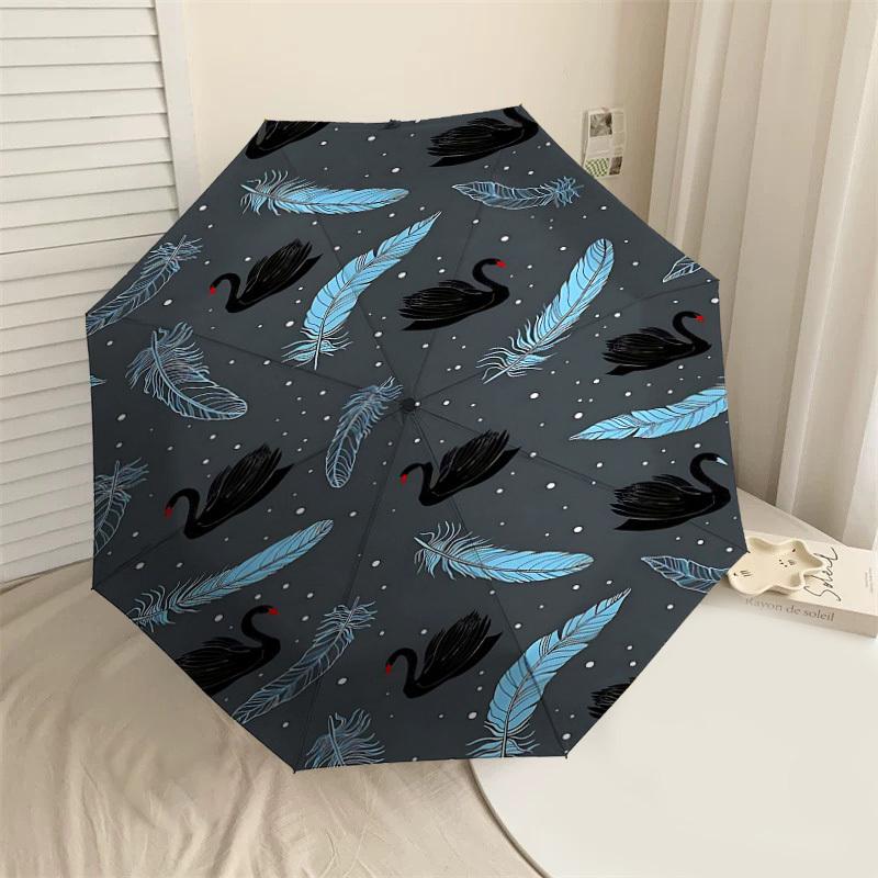 1PC swan feather Automatic Open/Close Umbrella Compact Folding Umbrella with 8-Rib Shaft lightweight esign, Highquality Fabric1205A