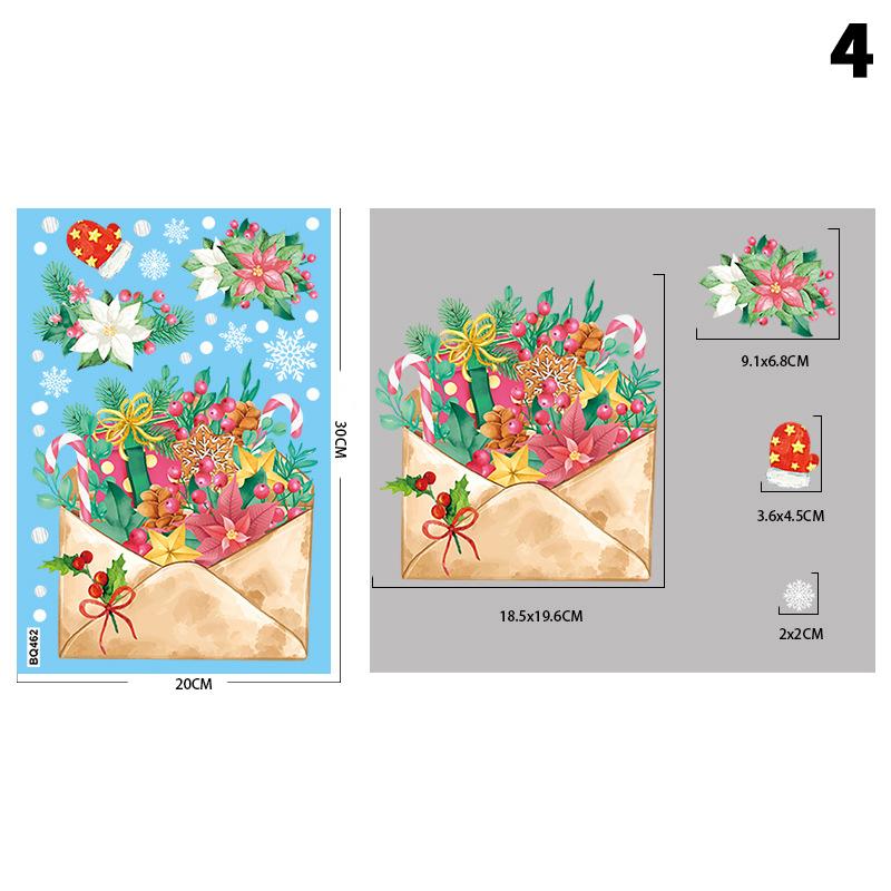 Съемная рождественская статическая ПВХ-наклейка Санта, наклейки на окна, украшающие наклейки на стену в виде снежинок, новогоднее украшение для вечеринки, украшение стекла