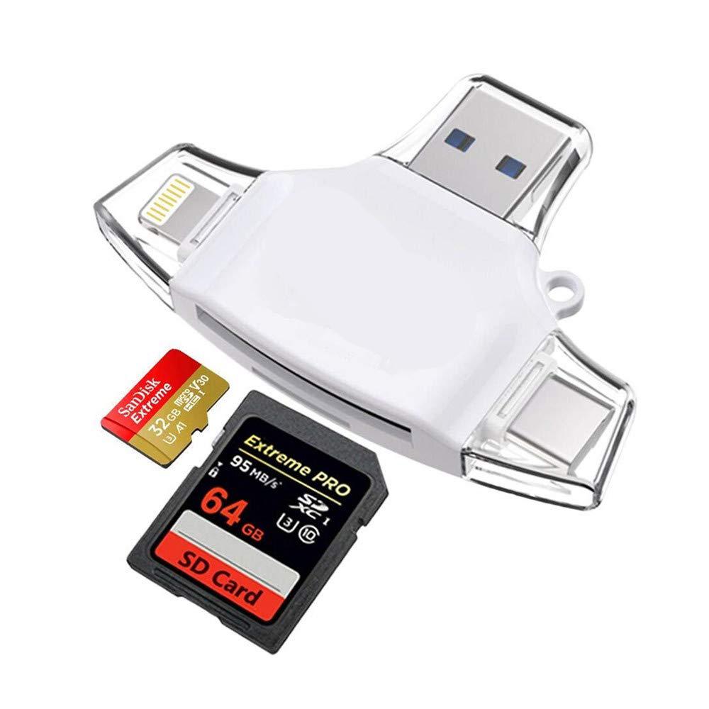 4-в-1 Картридер с интерфейсами +Micro USB+USB3.0+Type-C для iPhone iPad Android Смартфонов