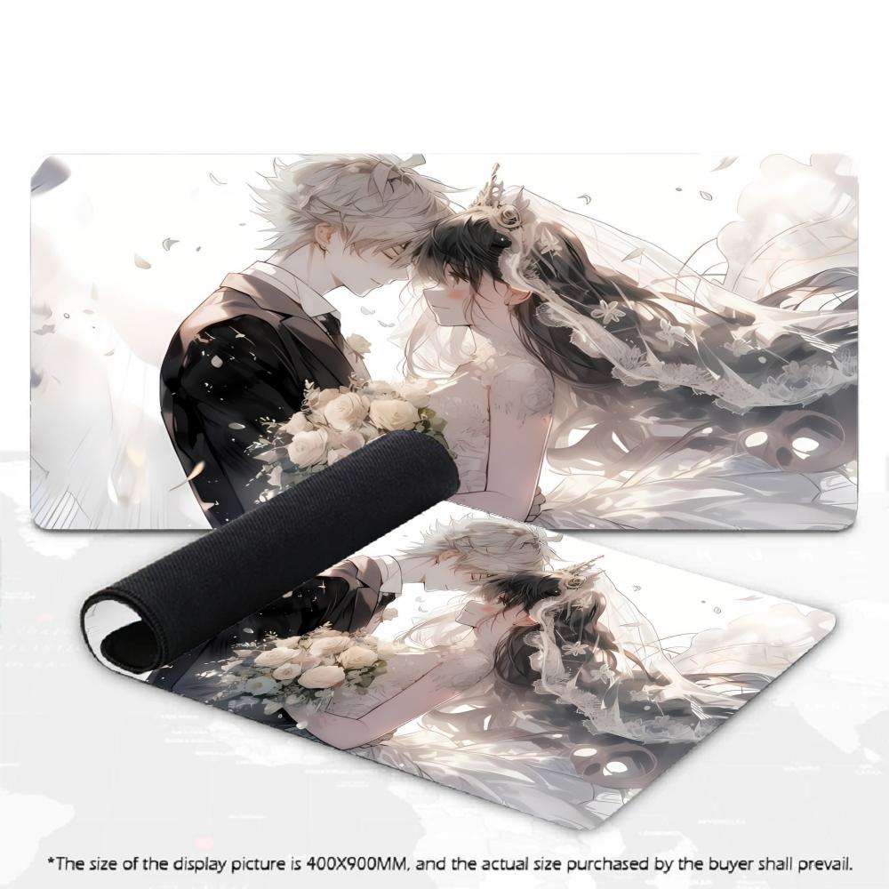 Anime Wedding Couple Rose Large XXL Mouse Pad Non-Slip Gaming Desk Mat Keyboard Pad PC Gamer Office Computer Accessories