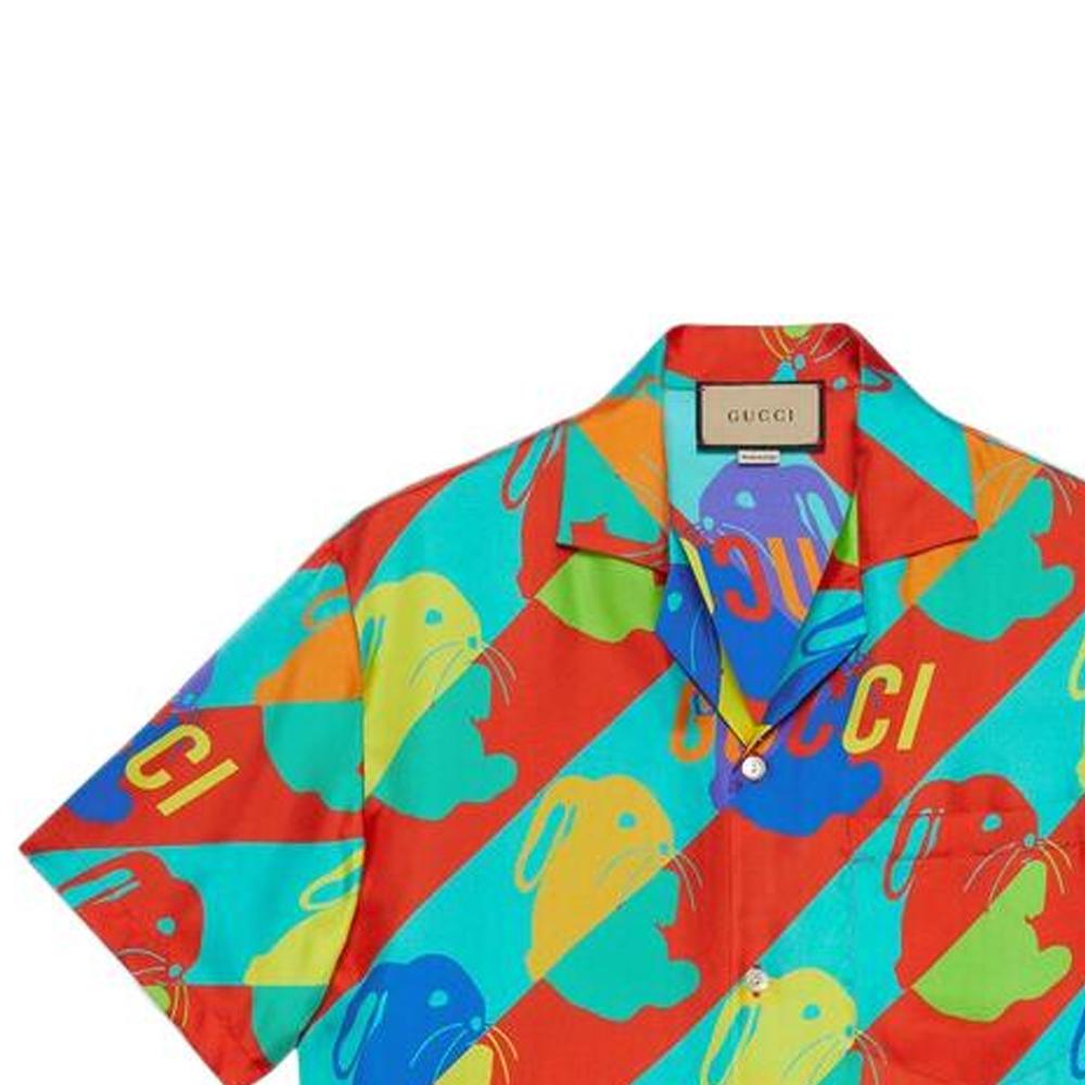GUCCI Camp Collar Bunny Print Shirt 723823-ZAL0S-4886