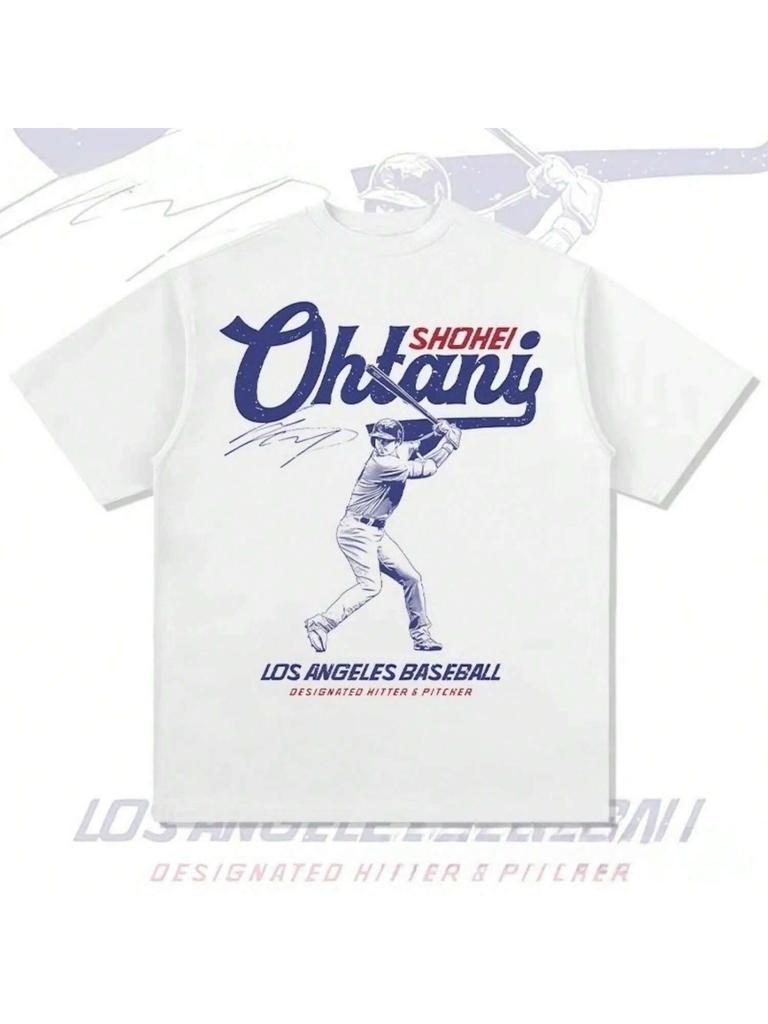 Cotton T Shirt Baseball Star High Street Print T-Shirt Breathable Top Adult Crewneck Casual T Shirt Women Clothes