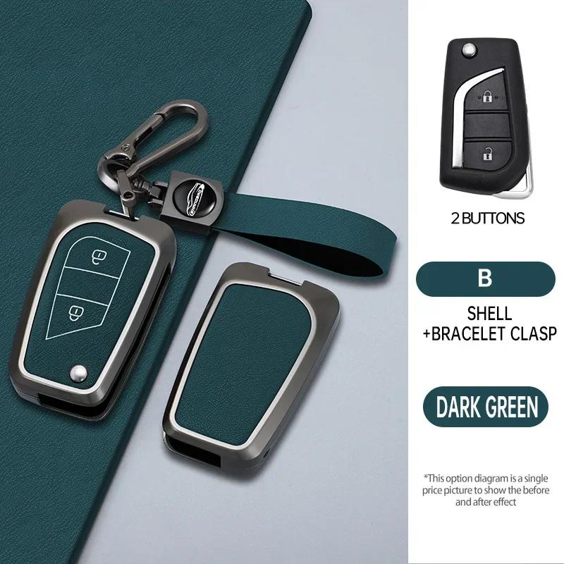 zinc Alloy Leather Car Flip Key Case Cover For S5 Hilux Corolla Avensis Prado Fortuner RAV4  CT IM CHR Shell Fob Accessories JH5