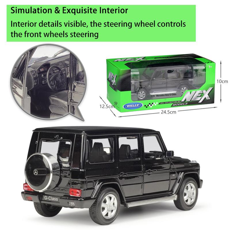 Масштаб 1/24 Welly Mercedes-Benz G-Class SUV, модель автомобиля из сплава, литье под давлением, металлические игрушечные транспортные средства, модель автомобиля, коллекция высокой имитации, детские подарки