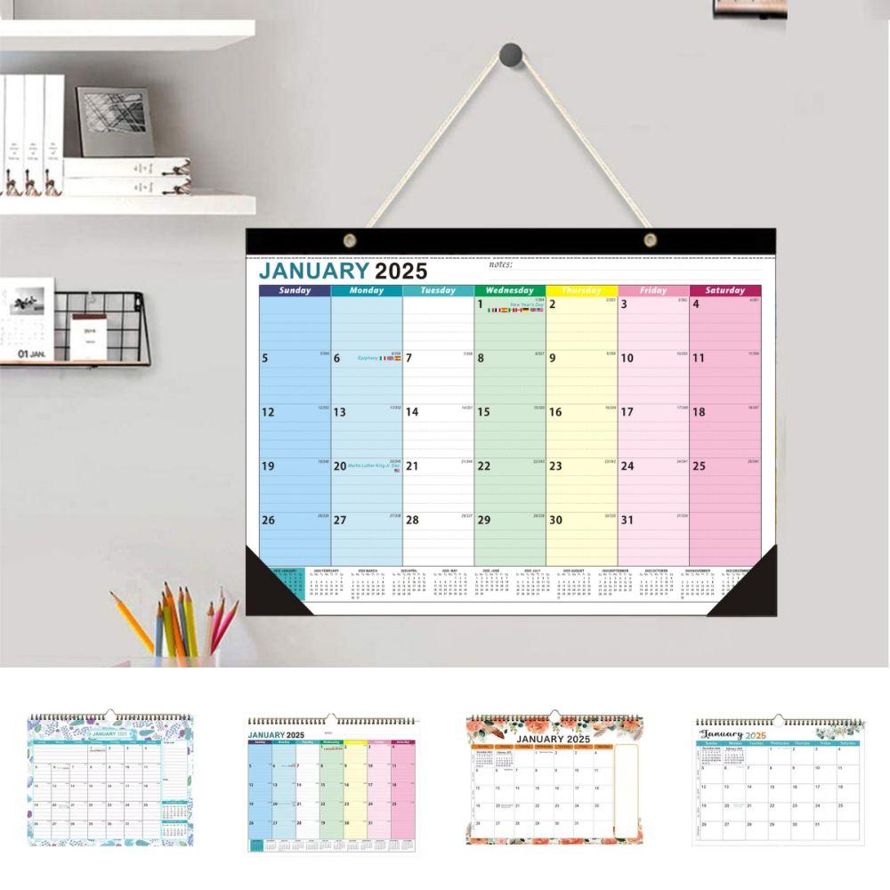 Настенный календарь 2025 года, 18 ежемесячных подвесных календарей, портативный настенный планировщик для домашнего офиса