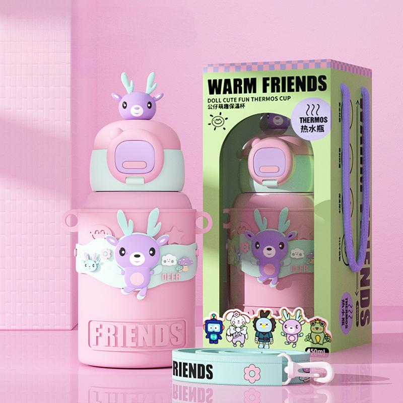 Высококачественная детская кукла с изолированными чашками, кукольная кружка, мультяшная милая чашка из нержавеющей стали 316, портативная чашка для креативных подарков против падения.
