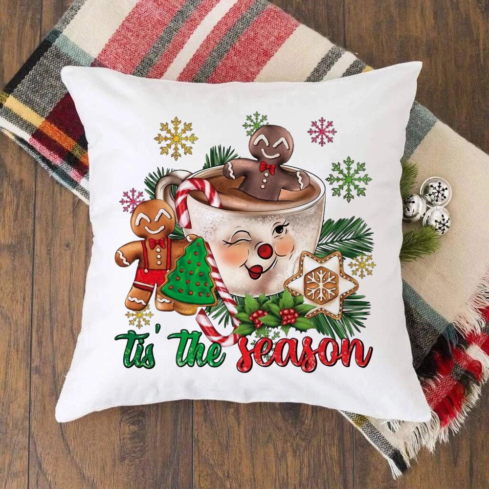 Christmas Crew Deer Print Pillow Case Winter Party Decor Home Cushion Cover Fall Holiday Pillowcase Xmas Gift for Family Friends