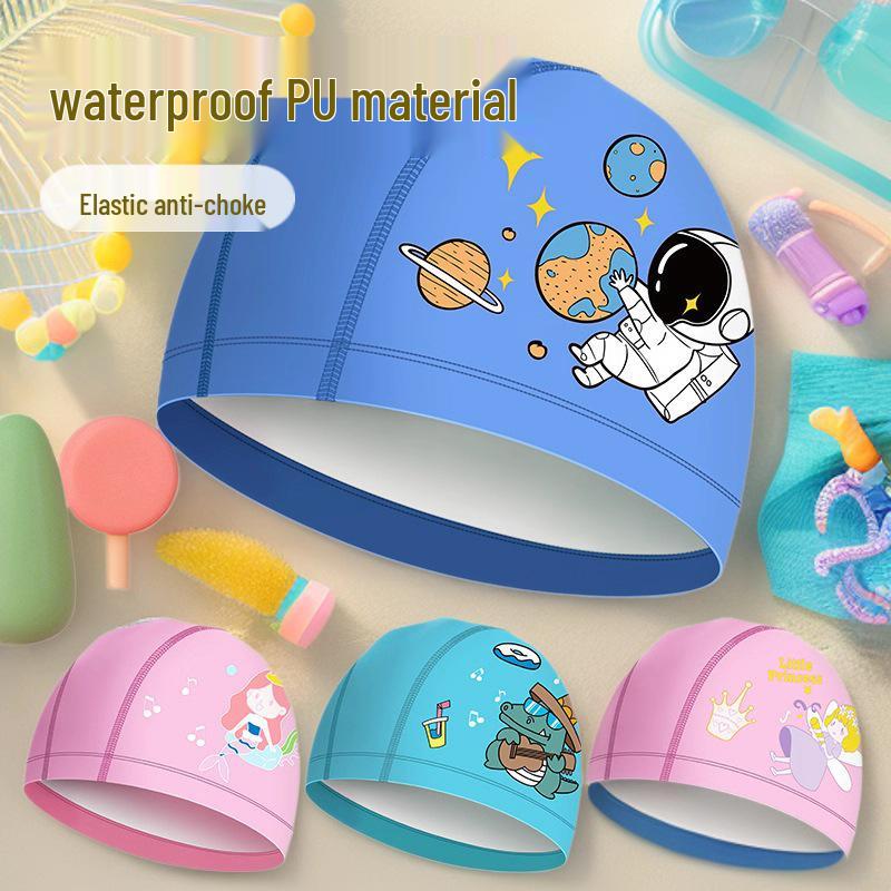 Children's Waterproof Silicone Swim Cap with Ear Protection for Large Head Circumference - Comfortable Fit for Boys and Girls.