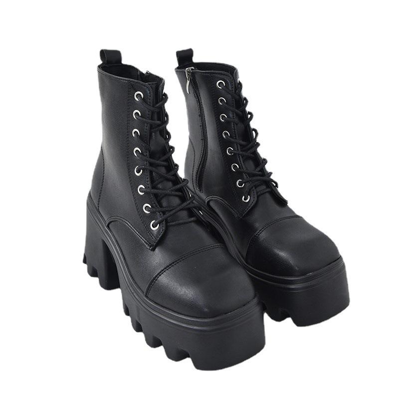 Fashion Winter Ankle Boots Women Trendy Platform Boots Gothic Zipper Women ShoesHigh HeelsMotorcycle Boots Botas De Mujer