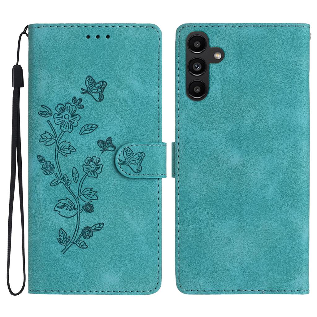For Samsung Galaxy A15 5G Case Slim-Fit Leather Imprinted Flower Phone Cover with Stand and Wallet