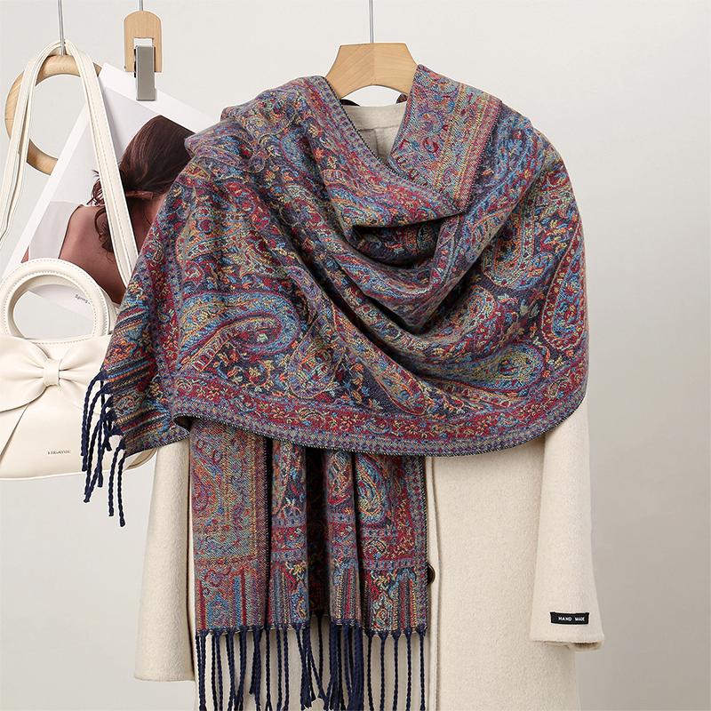 New Shawl Warm Winter Scarf Hijab Women Print Paisley Cashmere Pashmina Thick Wrap Head Neck Foulard Luxury Blanket Echarpe