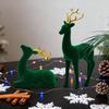 Reindeer Christmas Decor Flocking Deer Figures 2 Pieces Red and Green Aesthetic Standing Sitting Elk Statue for Workplace