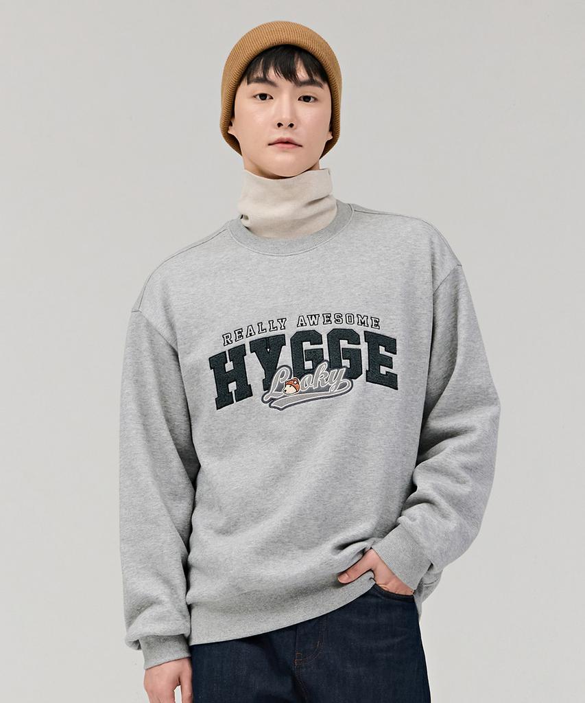 CHASECULT Unisex Character Boucle Embroidered Brushed Fleece Sweatshirt - Gray
