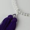Sato Funeral Service Crystal Prayer Beads with Silk Tassel for Women, Suitable for All Sects, Made in Kyoto, Includes a Portable Pouch, Prayer Bead