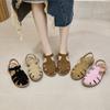 Flat-soled Retro Genuine Leather Hollow Baotou Sandals Women's Hollow Pig Cage Women's Sandals