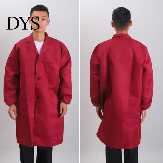 Mid-length Outwear Women Men Work Coat Lapel Long Sleeve Elastic Cuffs Solid Buttoned Jacket Washable with Pocket Single Breasted Three-dimensional