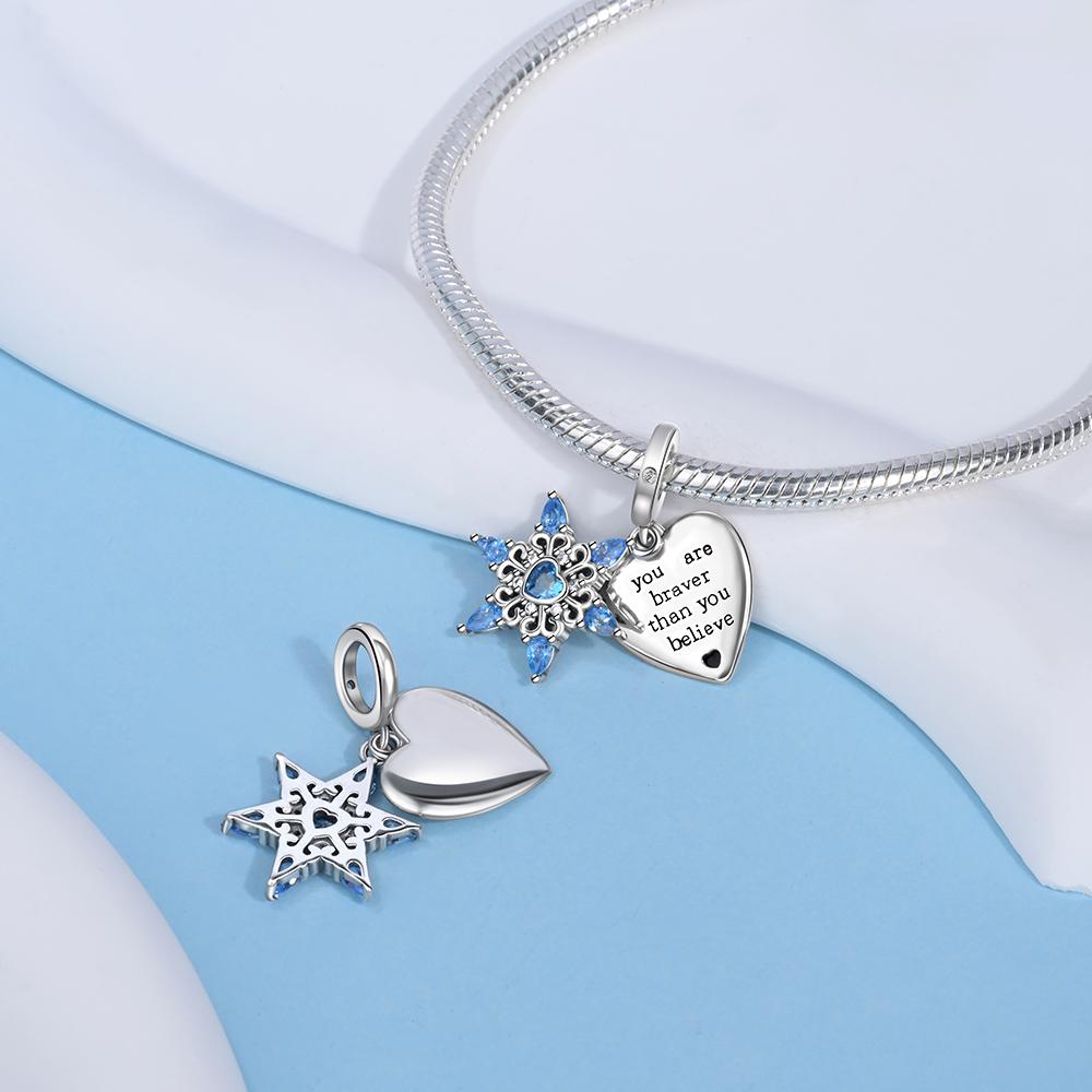 Шармы Plata Синий Снежинка Сердце Медь Покрытие Для Шармов Медь Покрытие Оригинальный Браслет Для Изготовления Украшений