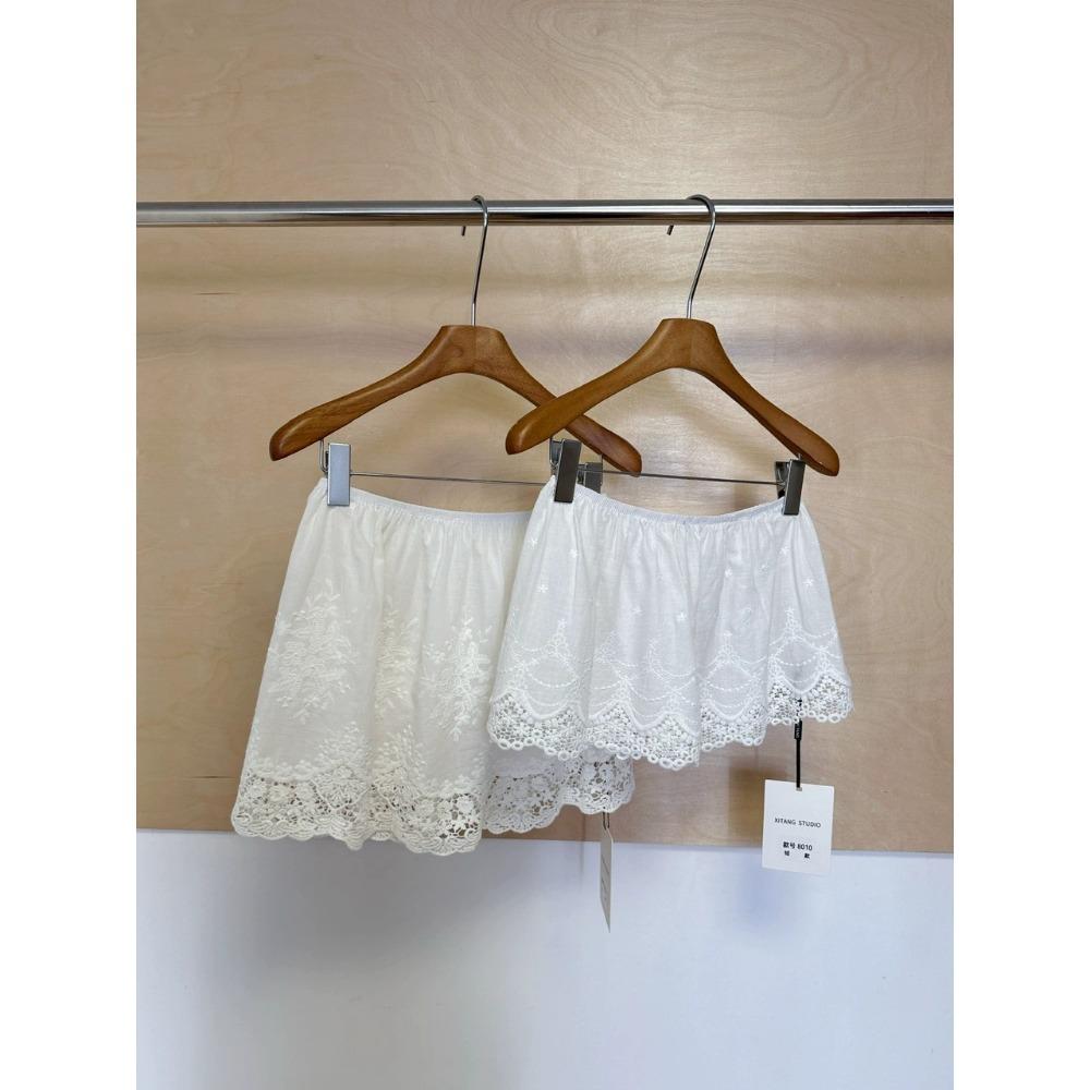 «Сложенная занавеска для пукания», нескользящая юбка средней длины с низом, женская весенняя новинка из кружева, маленькая занавеска для пукания с эластичной талией