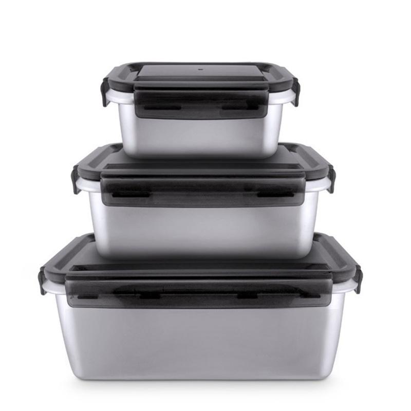 Ланч-бокс из нержавеющей стали Контейнер для хранения продуктов питания Bento Crisper с крышкой